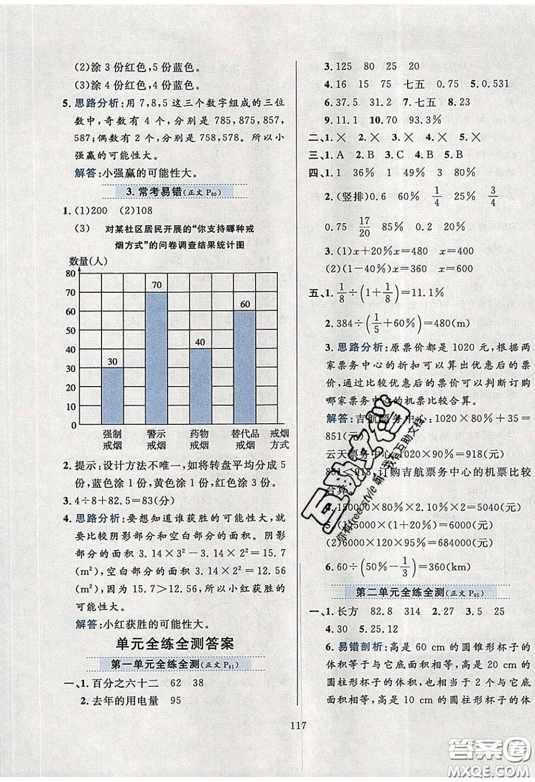 2020年小學(xué)教材全練六年級數(shù)學(xué)下冊西師大版答案