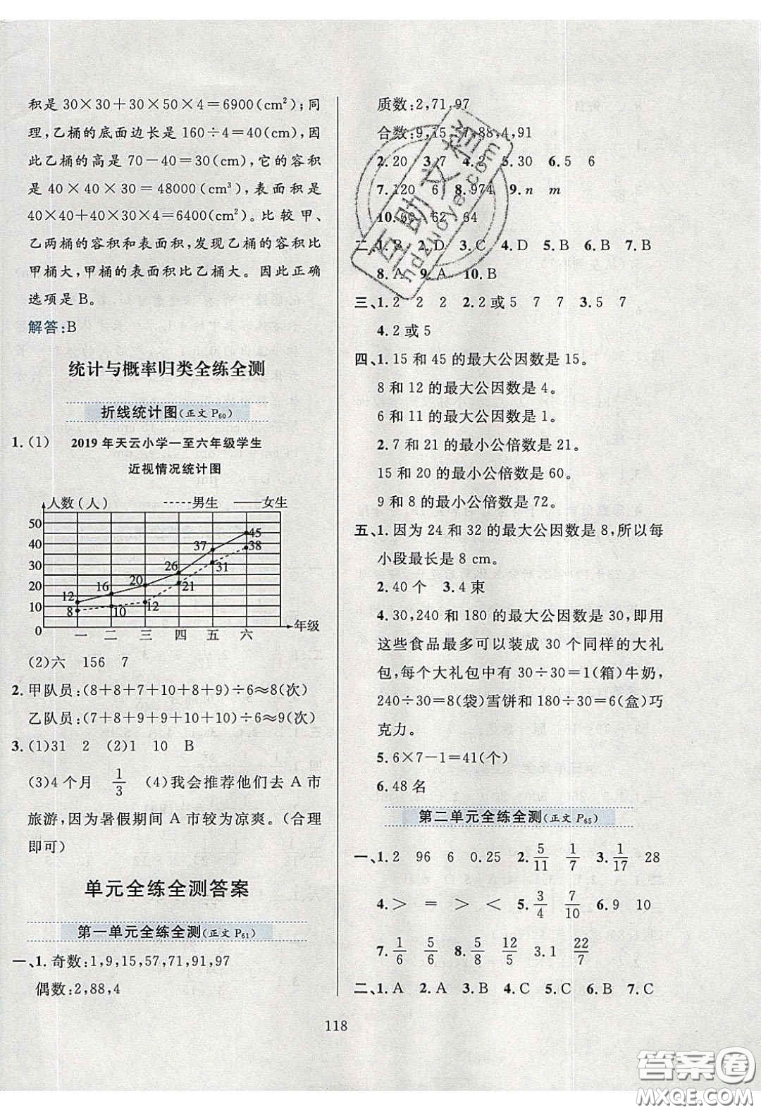 2020年小學(xué)教材全練五年級數(shù)學(xué)下冊西師大版答案