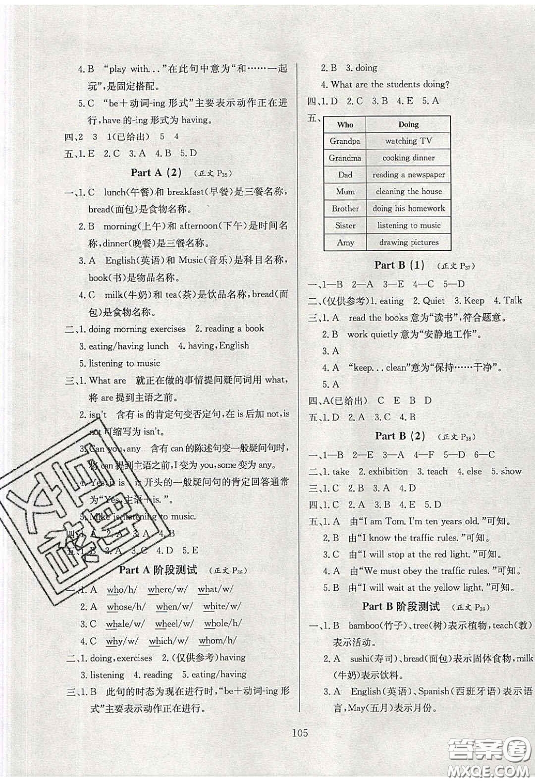 2020年小學教材全練五年級英語下冊人教版PEP答案