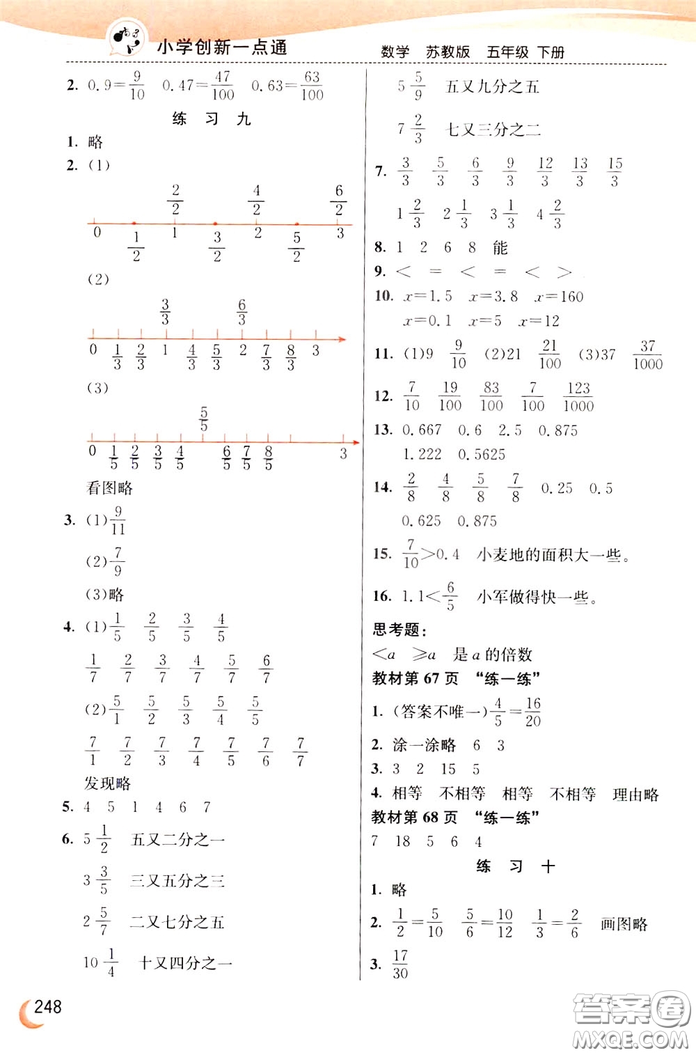 2020年小學(xué)創(chuàng)新一點(diǎn)通數(shù)學(xué)五年級(jí)下冊(cè)蘇教版參考答案