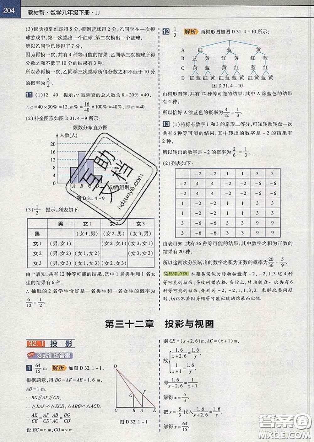 2020新版天星教育教材幫初中數(shù)學(xué)九年級(jí)下冊(cè)冀教版答案