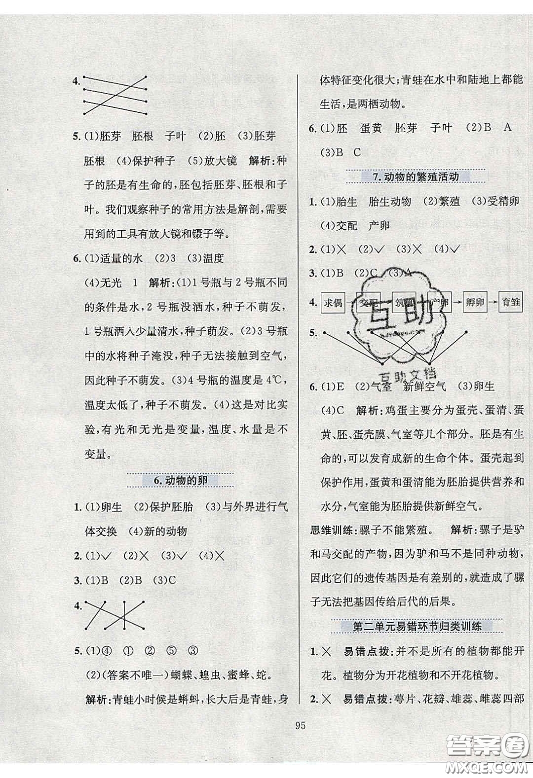 2020年小學(xué)教材全練四年級科學(xué)下冊教科版答案