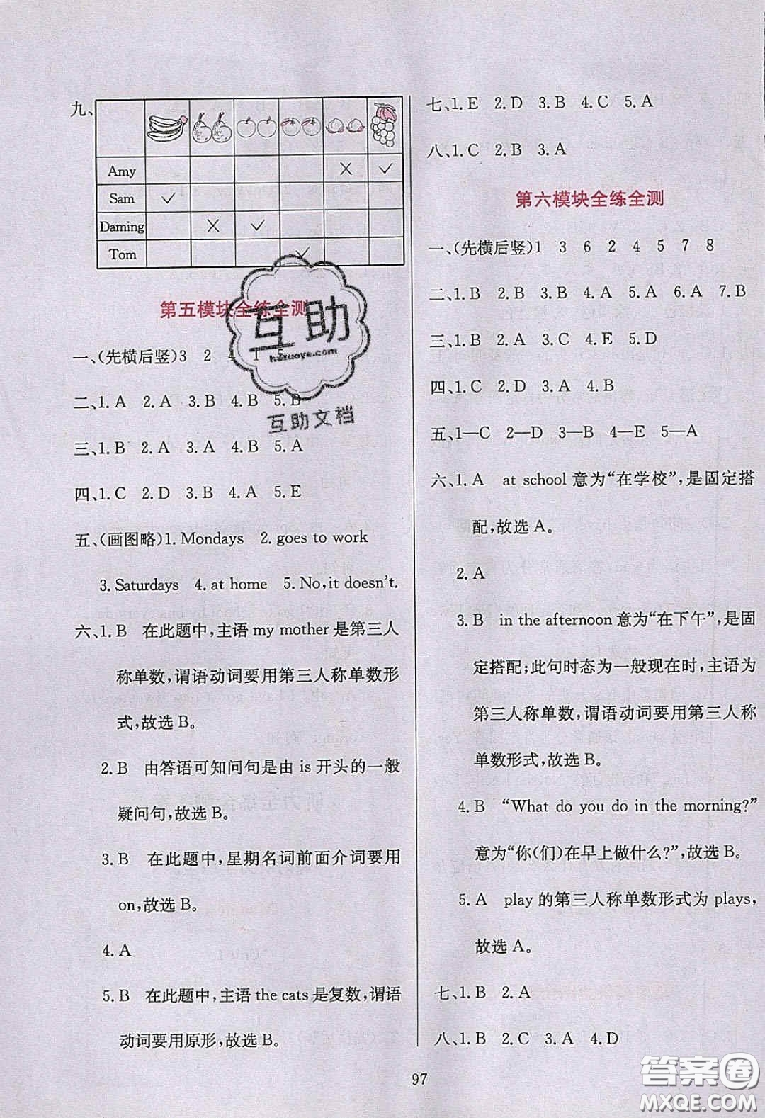 2020年小學教材全練三年級英語下冊外研版答案