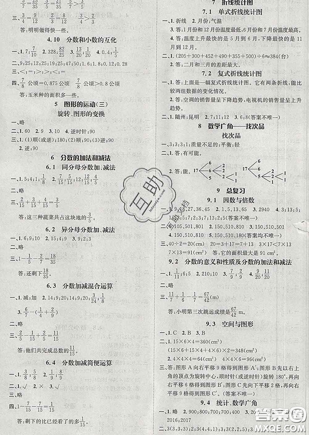 江西教育出版社2020春季名師測控五年級數(shù)學下冊人教版答案