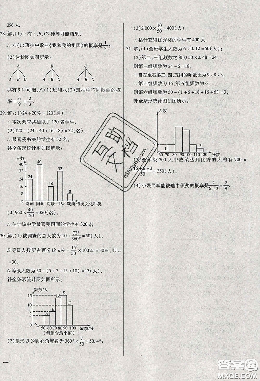 2020年全練中考總復(fù)習(xí)數(shù)學(xué)哈爾濱市專版答案