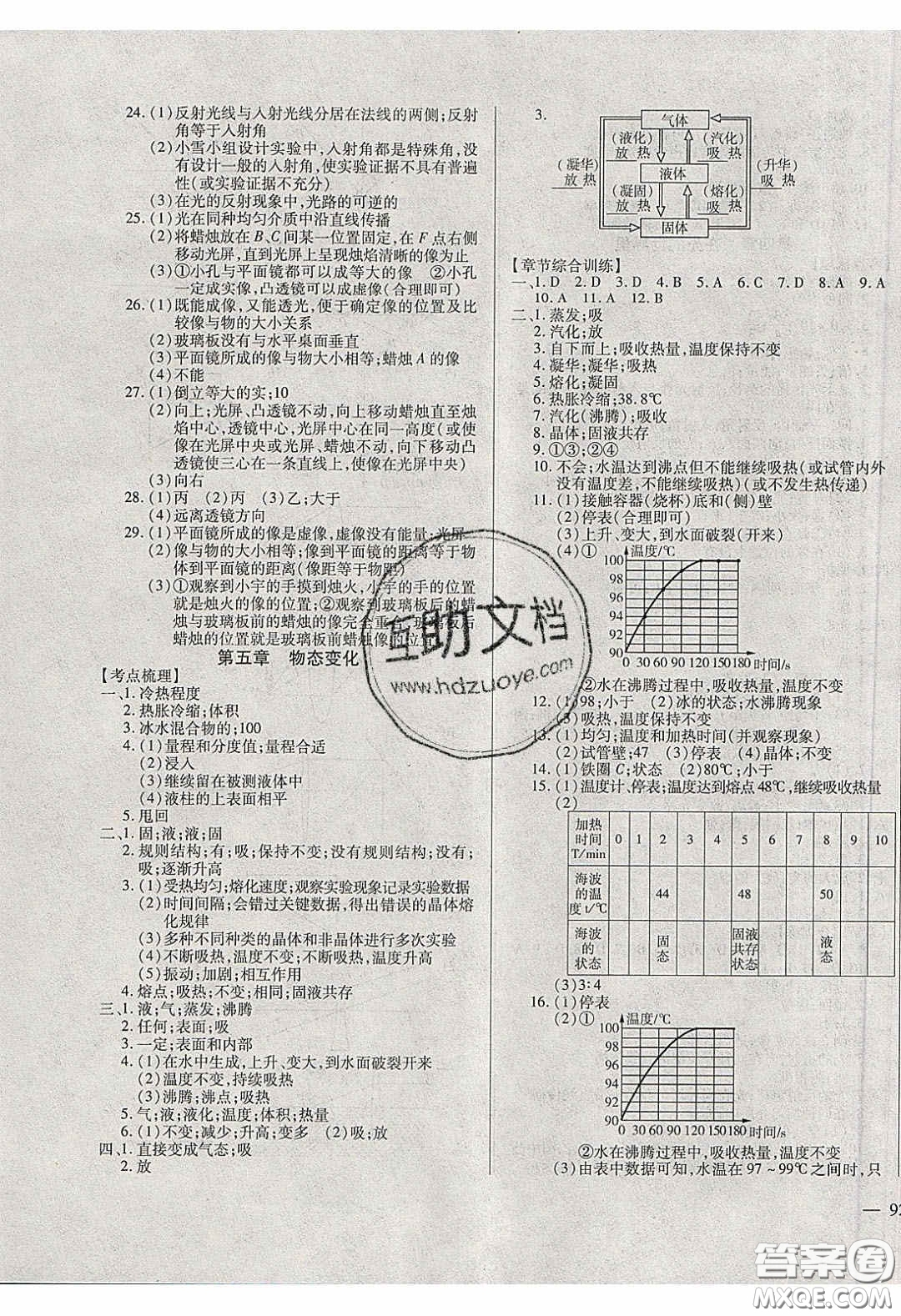 2020年全練中考總復習物理哈爾濱市專版答案