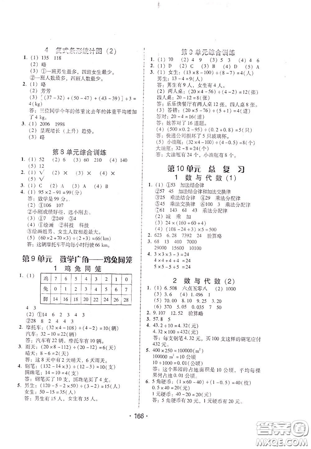 2020年課時學(xué)練測學(xué)生用書數(shù)學(xué)四年級下冊人教版參考答案