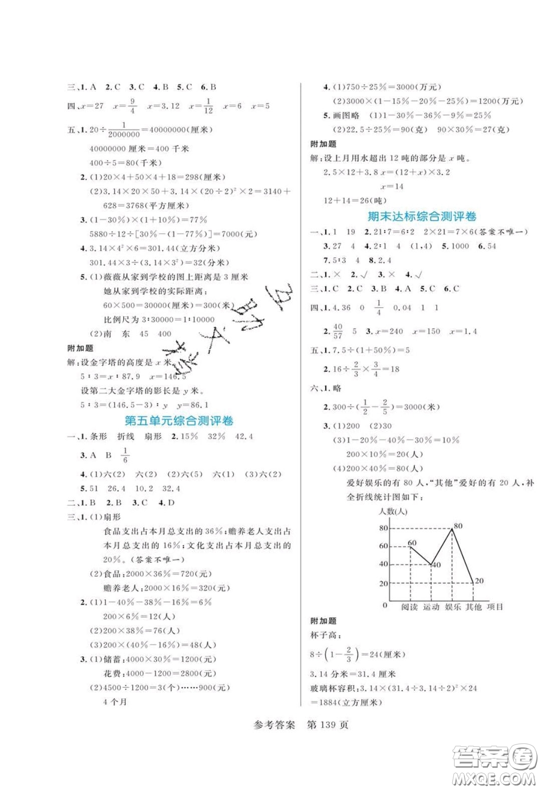 2020年黃岡名師天天練六年級數學下冊青島版六三制答案