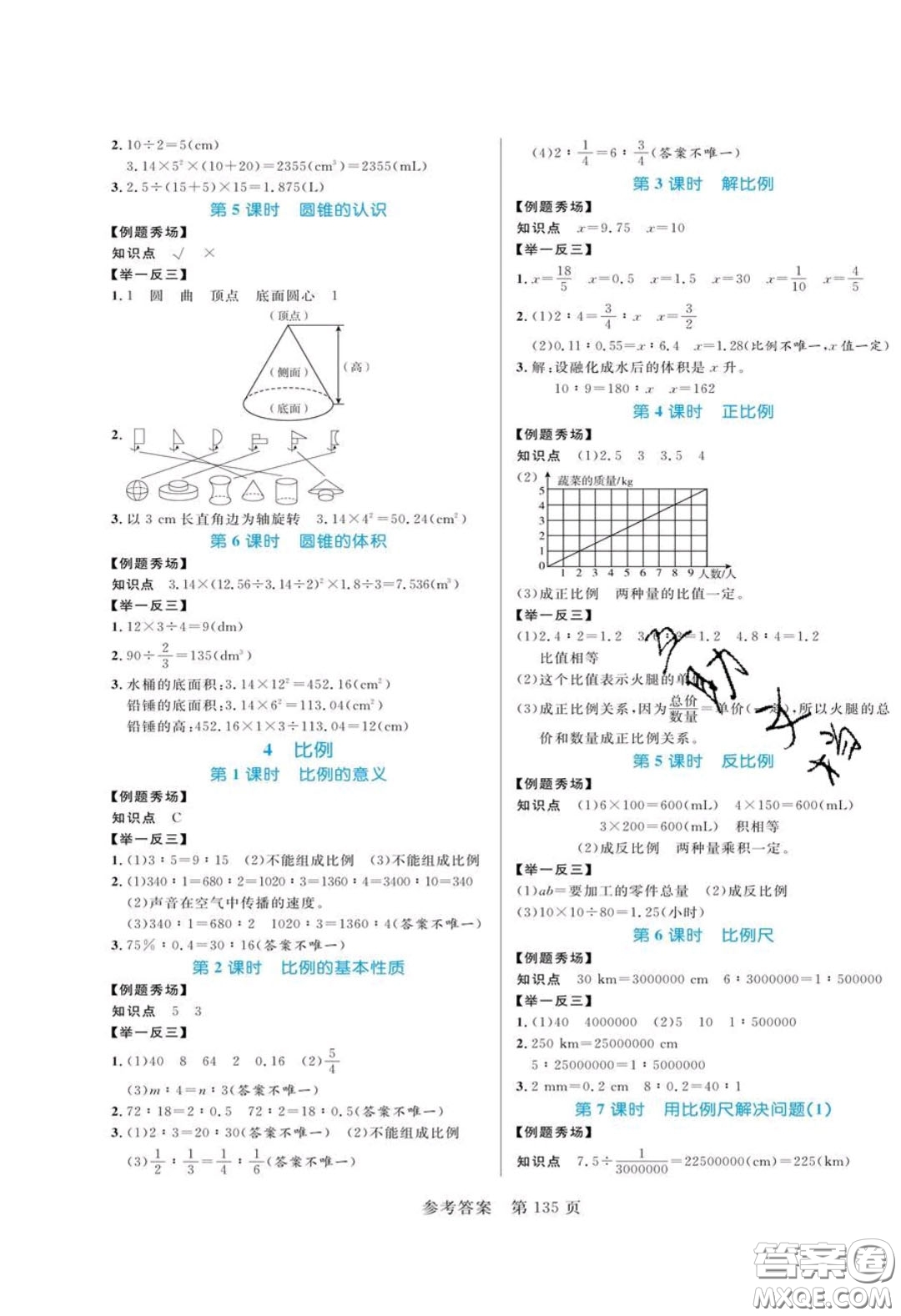 2020年黃岡名師天天練六年級(jí)數(shù)學(xué)下冊(cè)人教版答案