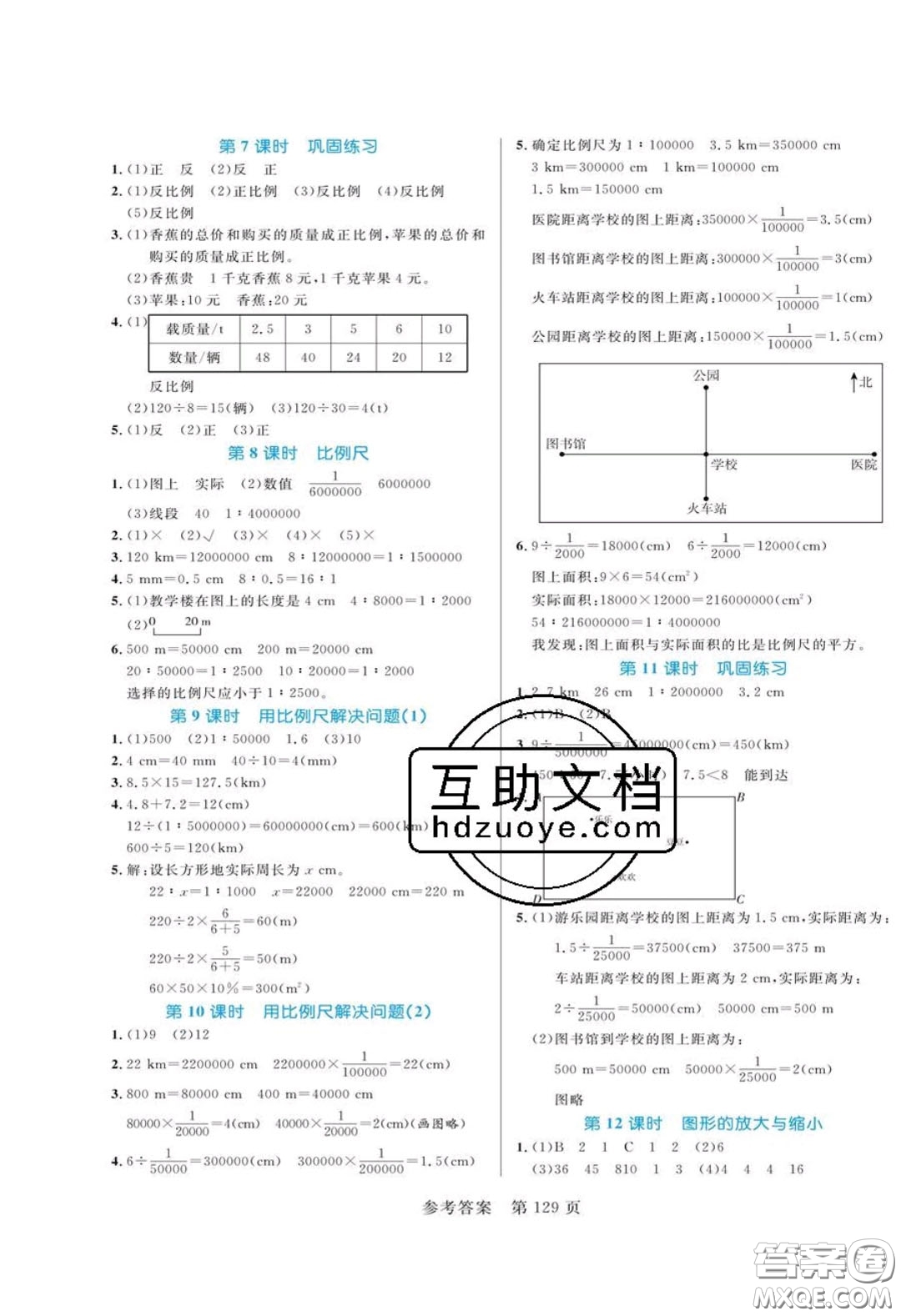 2020年黃岡名師天天練六年級(jí)數(shù)學(xué)下冊(cè)人教版答案