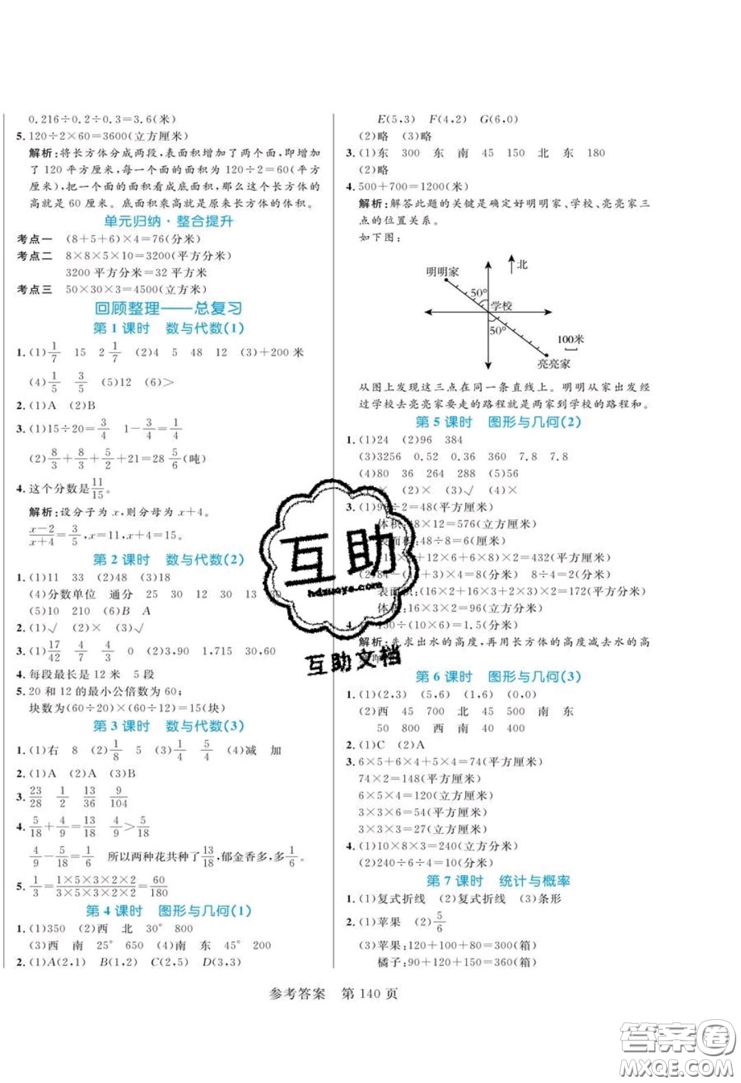 2020年黃岡名師天天練五年級數(shù)學(xué)下冊青島版六三制答案