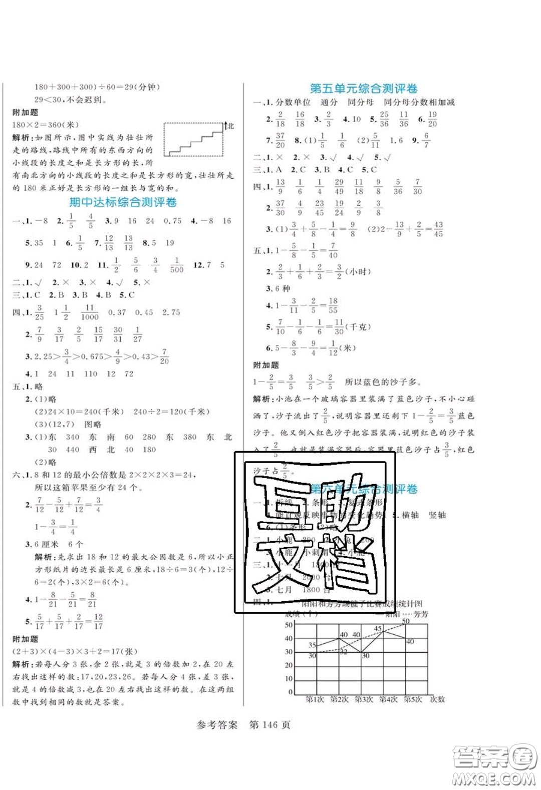 2020年黃岡名師天天練五年級數(shù)學(xué)下冊青島版六三制答案