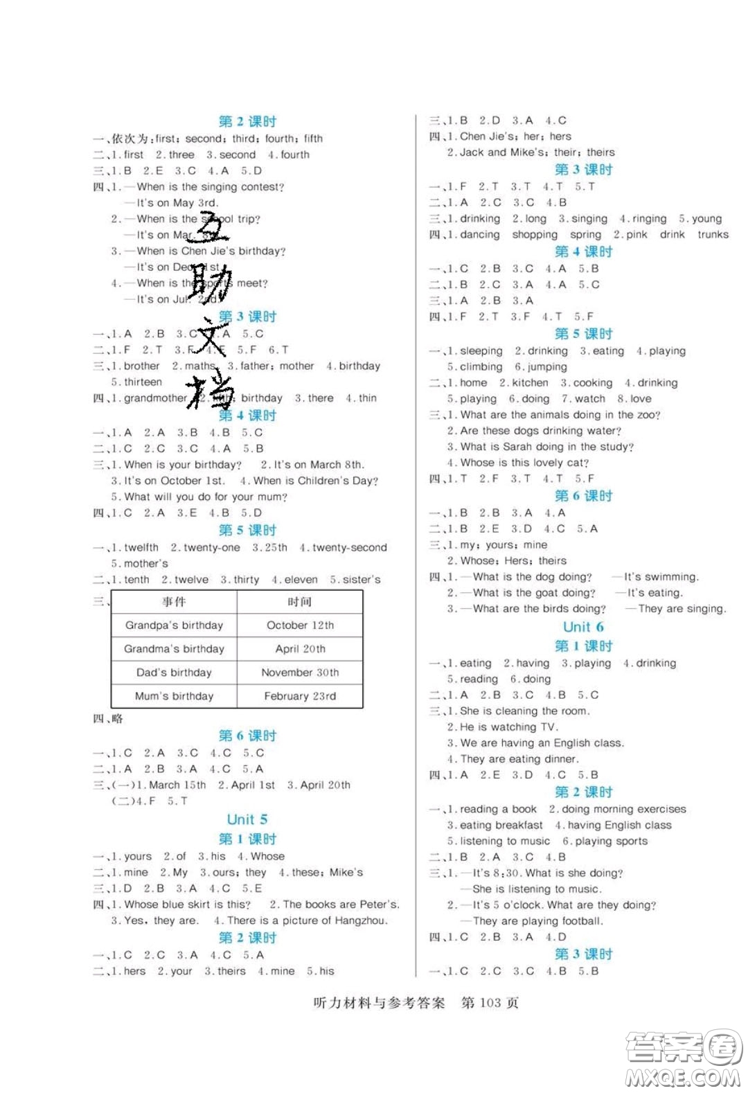 2020年黃岡名師天天練五年級英語下冊人教版答案