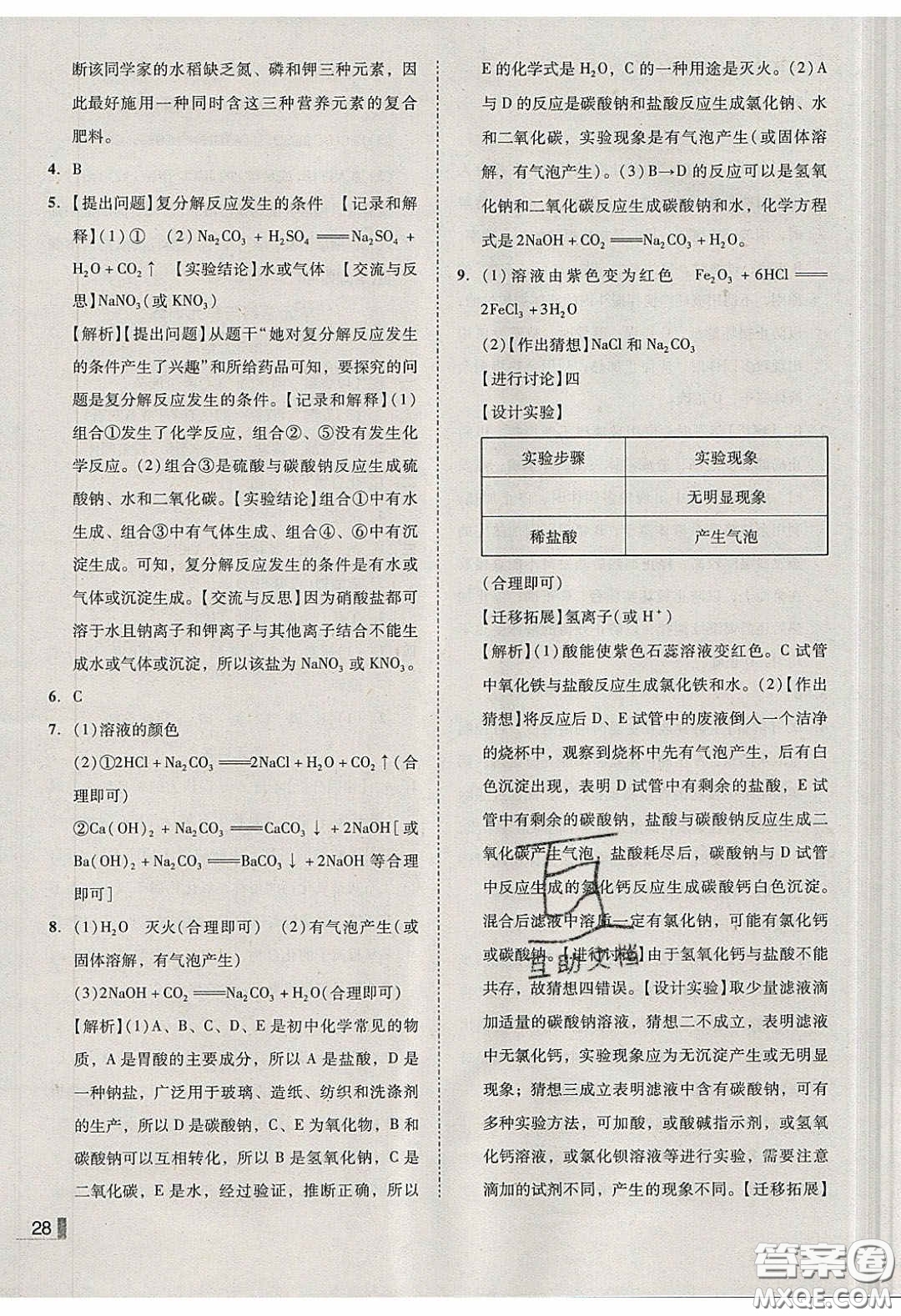 2020年遼寧作業(yè)分層培優(yōu)學(xué)案九年級化學(xué)下冊人教版答案