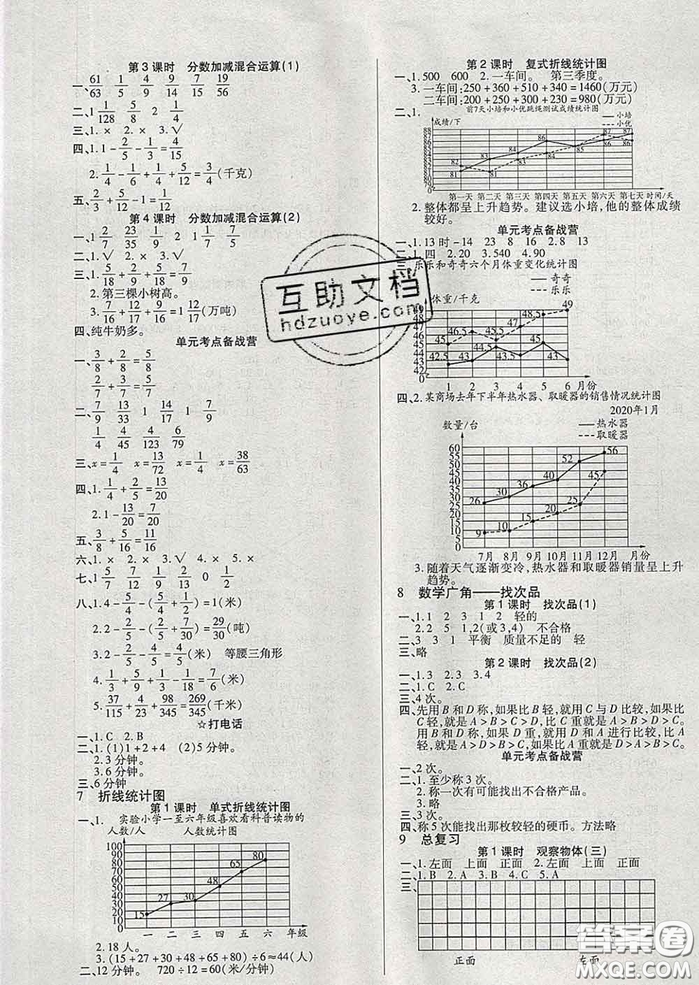 沈陽出版社2020新版優(yōu)秀三好生五年級(jí)數(shù)學(xué)下冊(cè)人教版A版答案