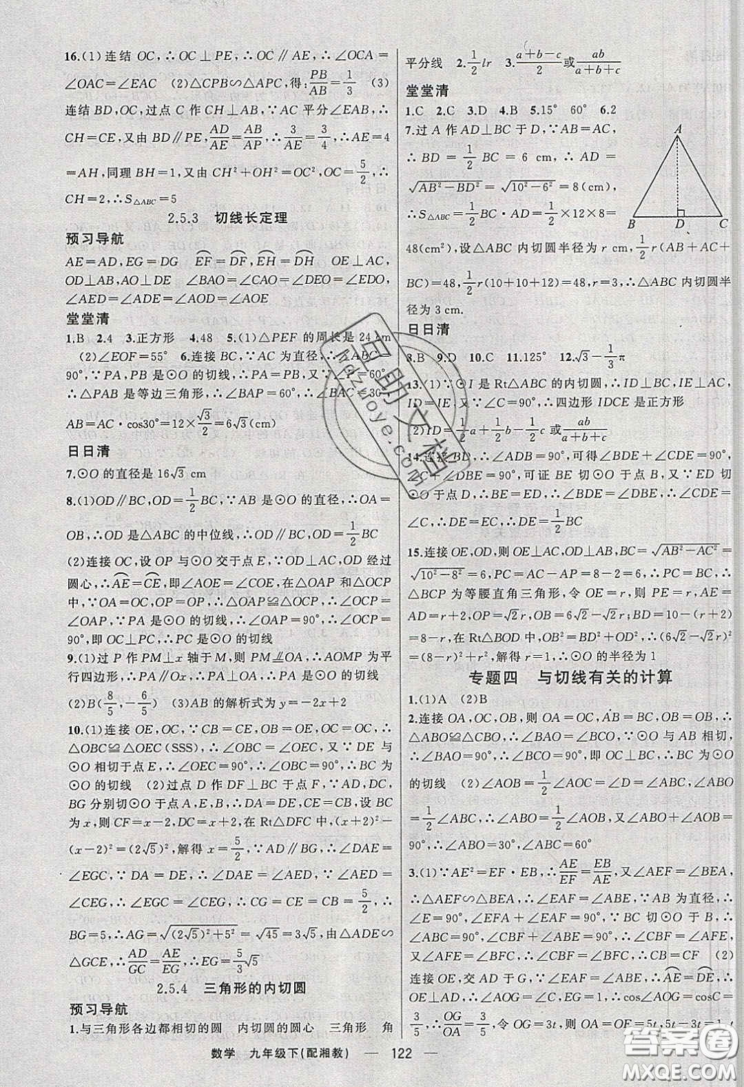 2020年四清導航九年級數(shù)學下冊湘教版答案