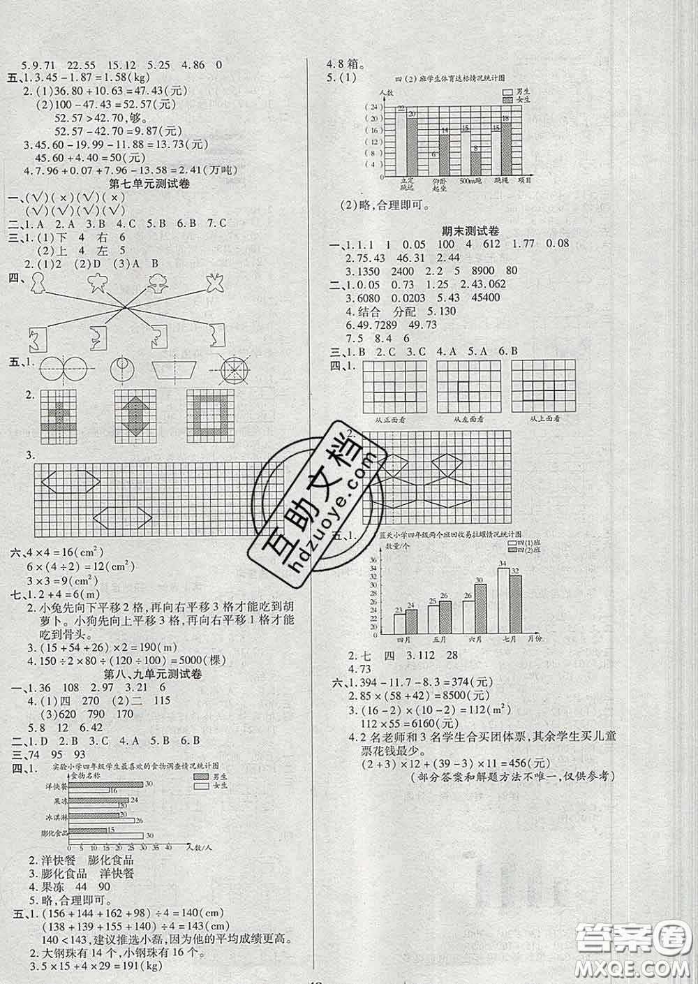 沈陽(yáng)出版社2020新版優(yōu)秀三好生四年級(jí)數(shù)學(xué)下冊(cè)人教版A版答案