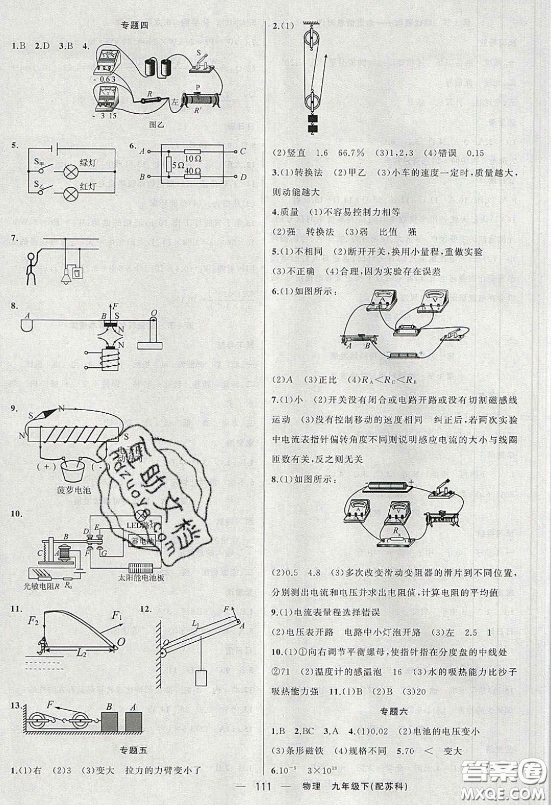 2020年四清導(dǎo)航九年級物理下冊蘇科版答案