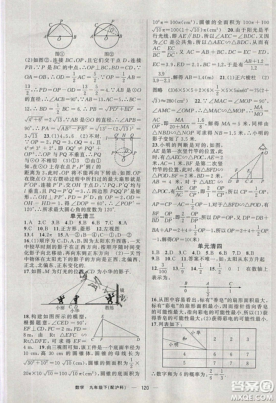 2020年四清導航九年級數(shù)學下冊滬科版答案