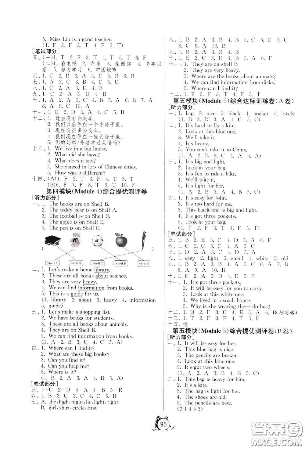 2020年單元雙測(cè)同步達(dá)標(biāo)活頁試卷英語五年級(jí)下冊(cè)WYS外研社新標(biāo)準(zhǔn)版參考答案