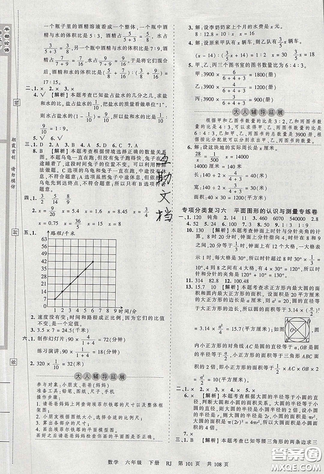 江西人民出版社2020年王朝霞考點(diǎn)梳理時(shí)習(xí)卷六年級(jí)數(shù)學(xué)下冊(cè)人教版答案