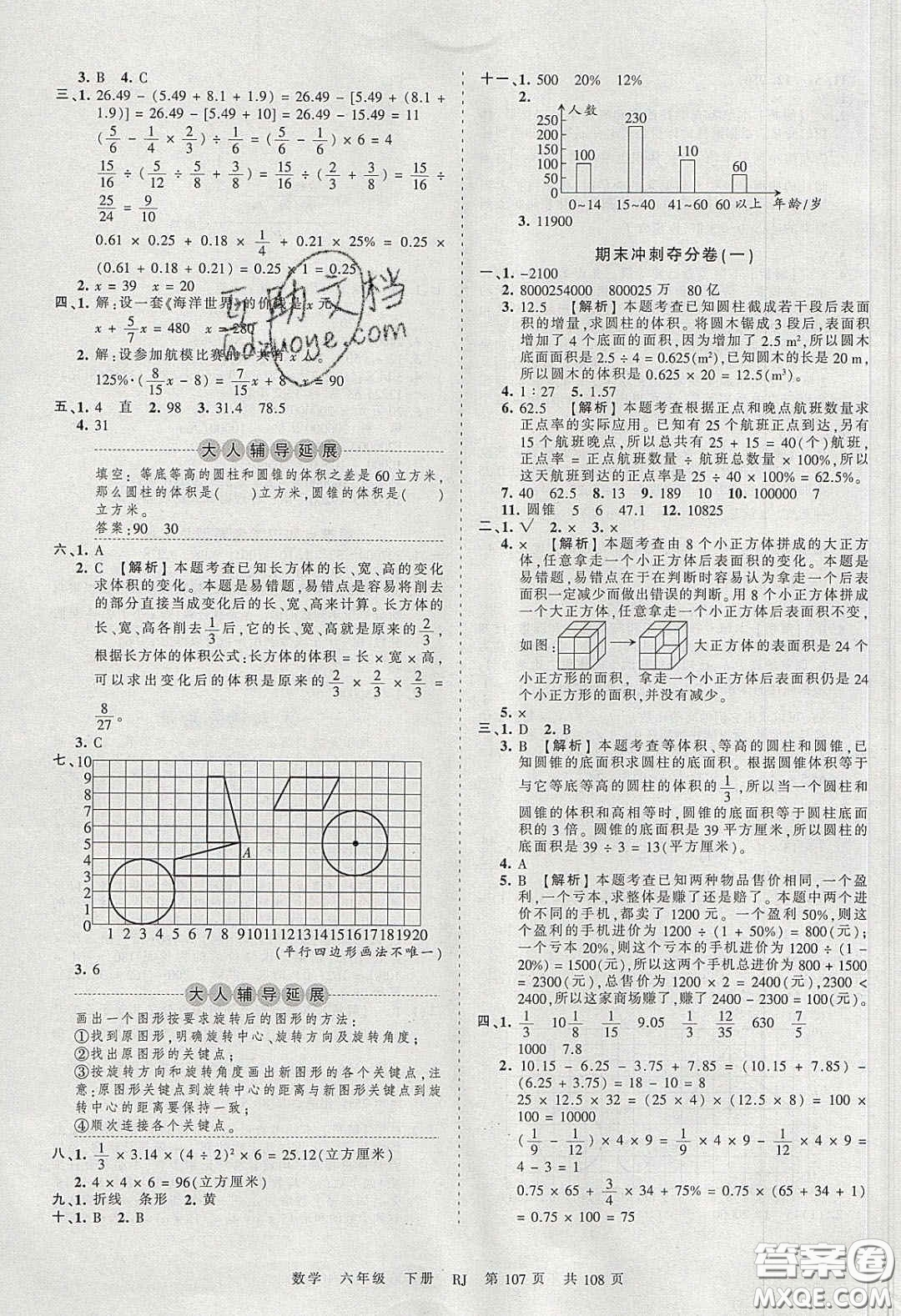 江西人民出版社2020年王朝霞考點(diǎn)梳理時(shí)習(xí)卷六年級(jí)數(shù)學(xué)下冊(cè)人教版答案