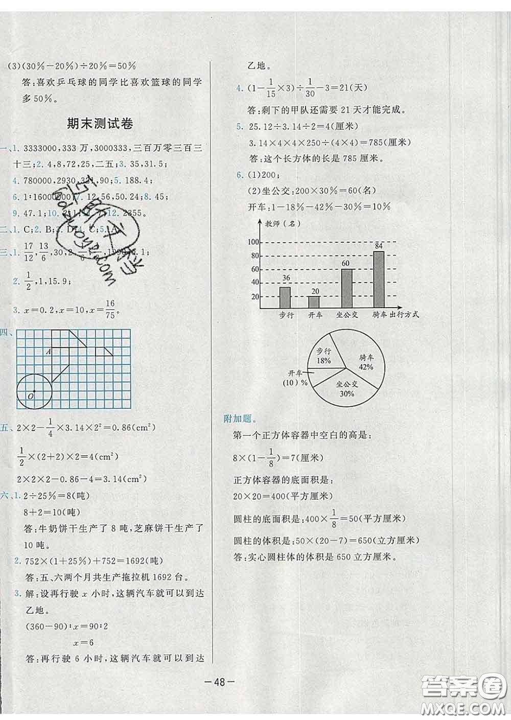 2020學(xué)而思基本功同步練六年級數(shù)學(xué)下冊人教版答案