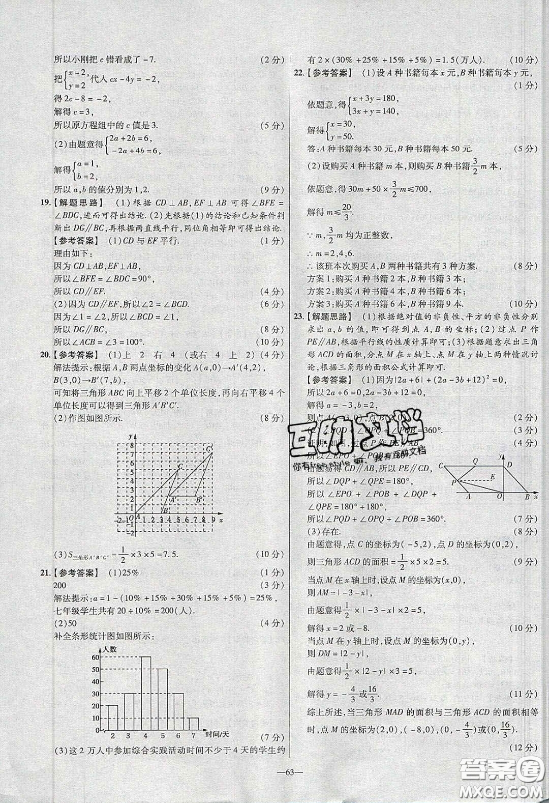 2020年金考卷活頁題選名師名題單元雙測七年級數(shù)學(xué)下冊人教版答案