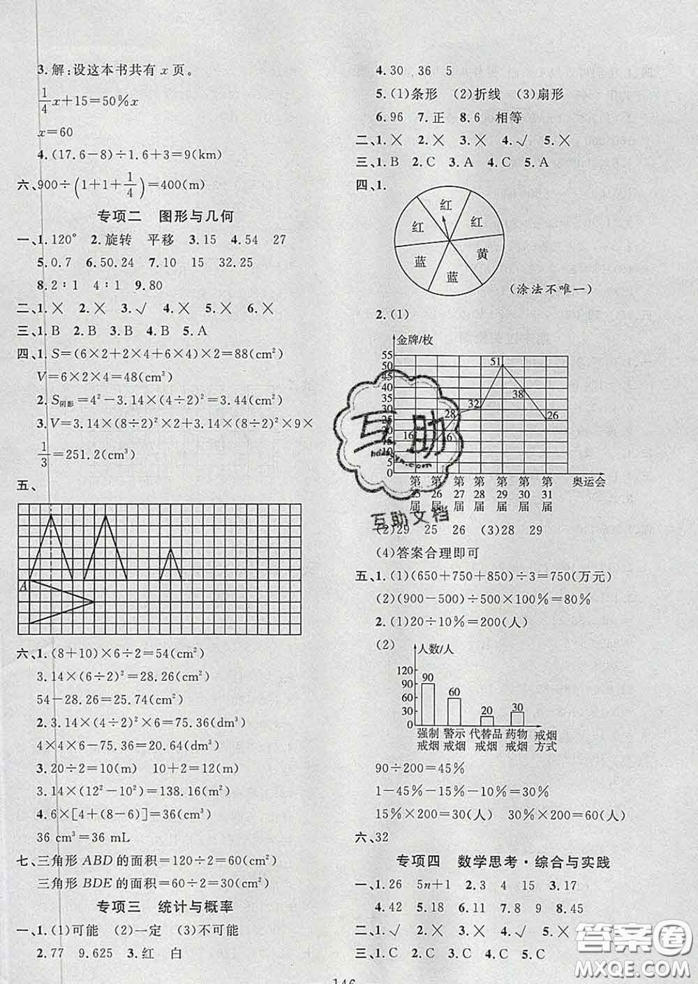 2020新版課時(shí)特訓(xùn)優(yōu)化作業(yè)本六年級(jí)數(shù)學(xué)下冊(cè)人教版答案