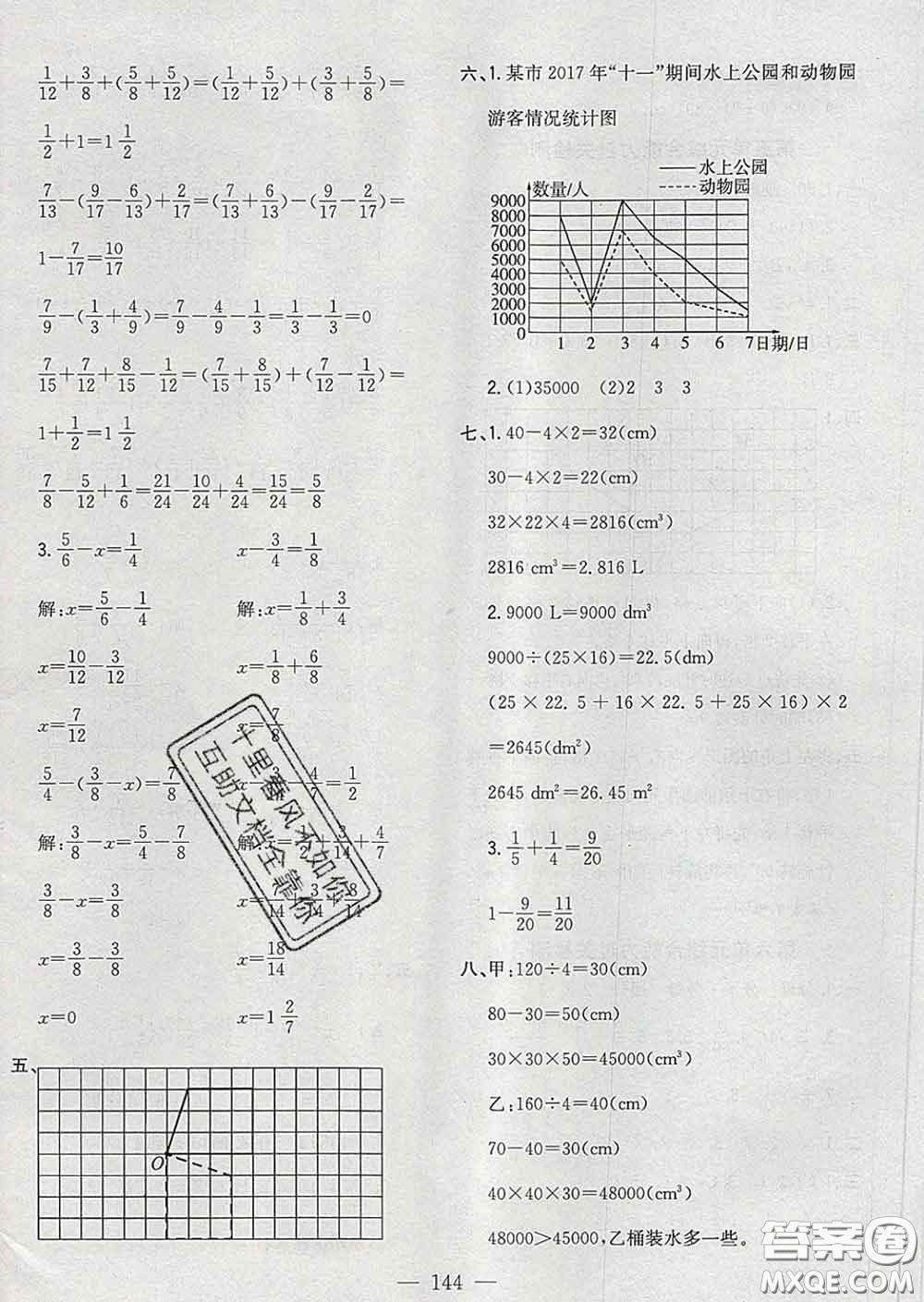 2020新版課時(shí)特訓(xùn)優(yōu)化作業(yè)本五年級(jí)數(shù)學(xué)下冊(cè)人教版答案