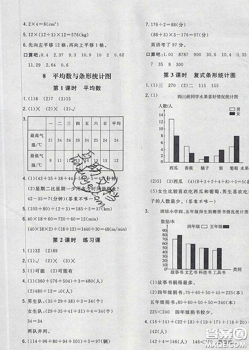 2020新版課時(shí)特訓(xùn)優(yōu)化作業(yè)本四年級(jí)數(shù)學(xué)下冊(cè)人教版答案