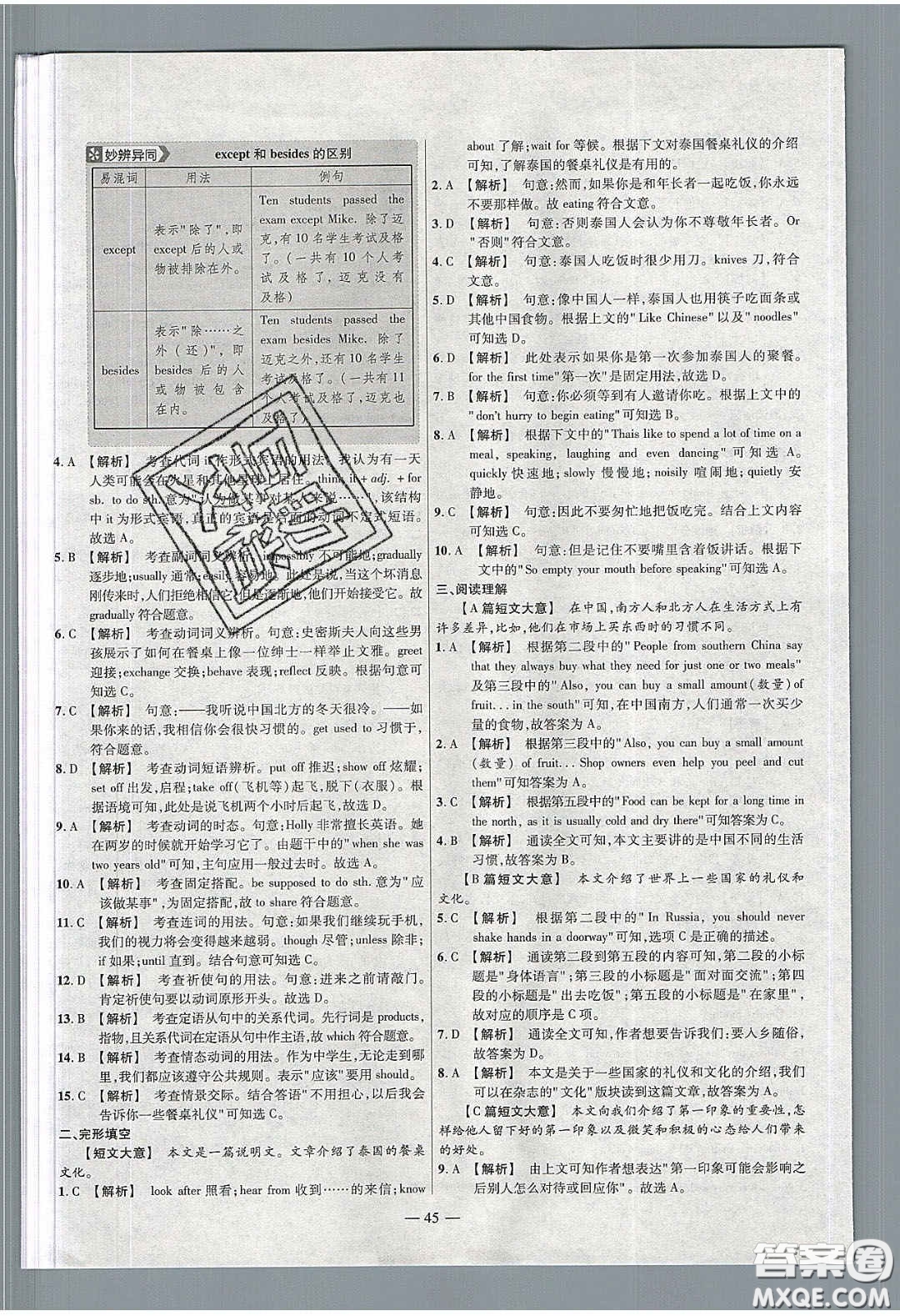 2020年金考卷活頁(yè)題選名師名題單元雙測(cè)九年級(jí)英語(yǔ)下冊(cè)人教版答案