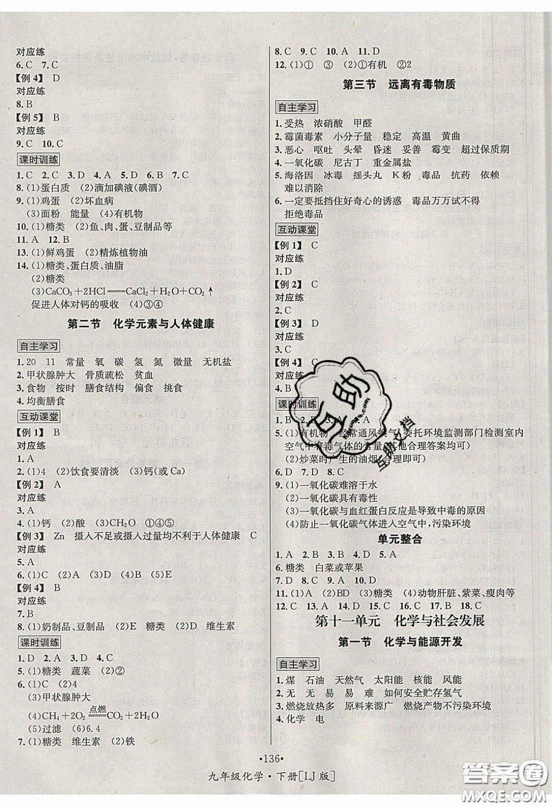 2020優(yōu)學名師名題九年級化學下冊魯教版答案