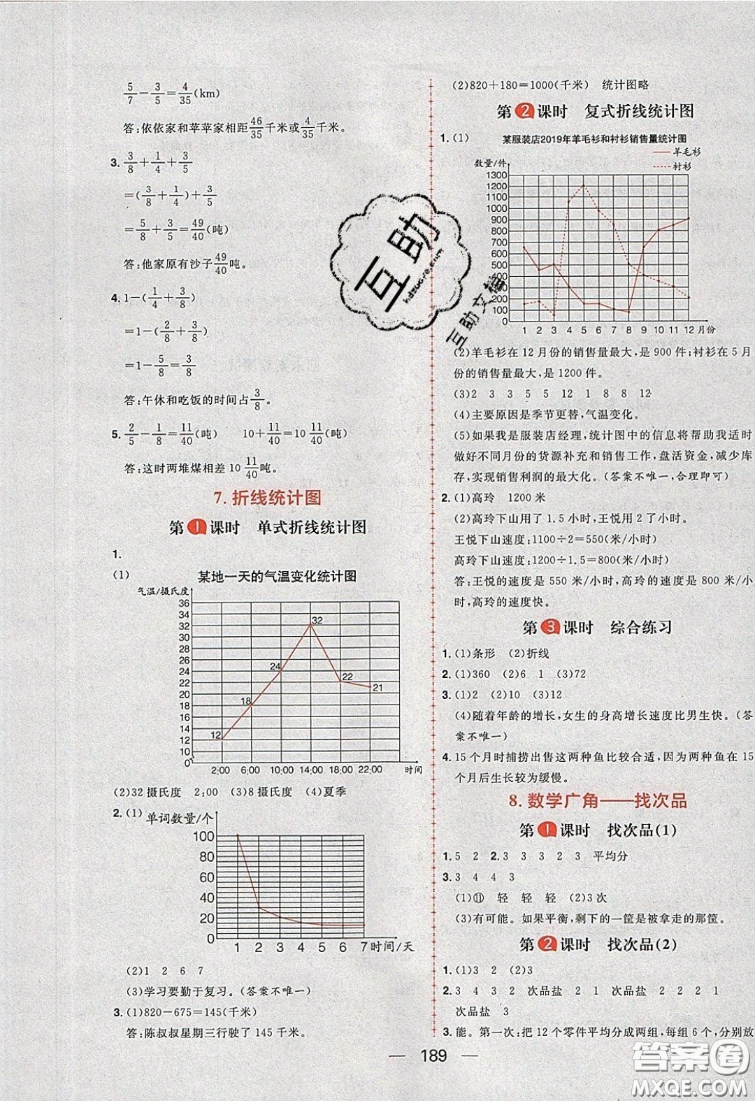 2020年核心素養(yǎng)天天練五年級數(shù)學下冊人教版答案