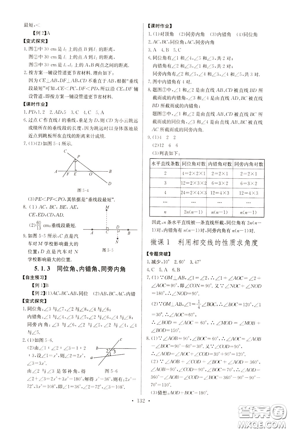 2020年長江全能學(xué)案同步練習(xí)冊數(shù)學(xué)七年級下冊人教版參考答案