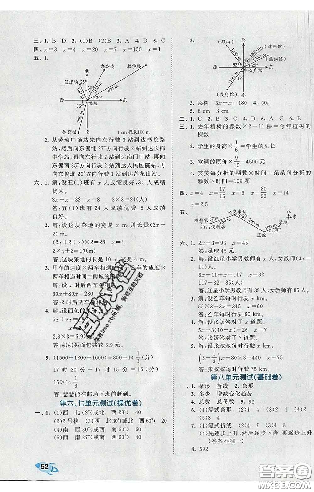 西安出版社2020新版53全優(yōu)卷五年級數(shù)學(xué)下冊北師版答案