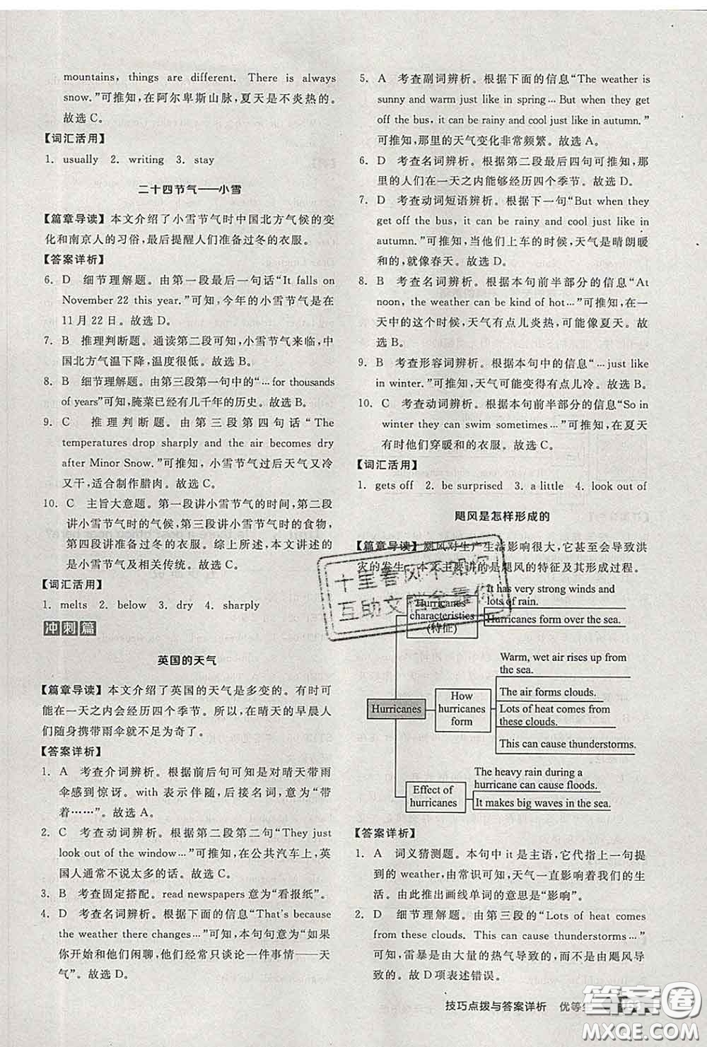 陽光出版社2020春全品優(yōu)等生七年級英語下冊人教版答案