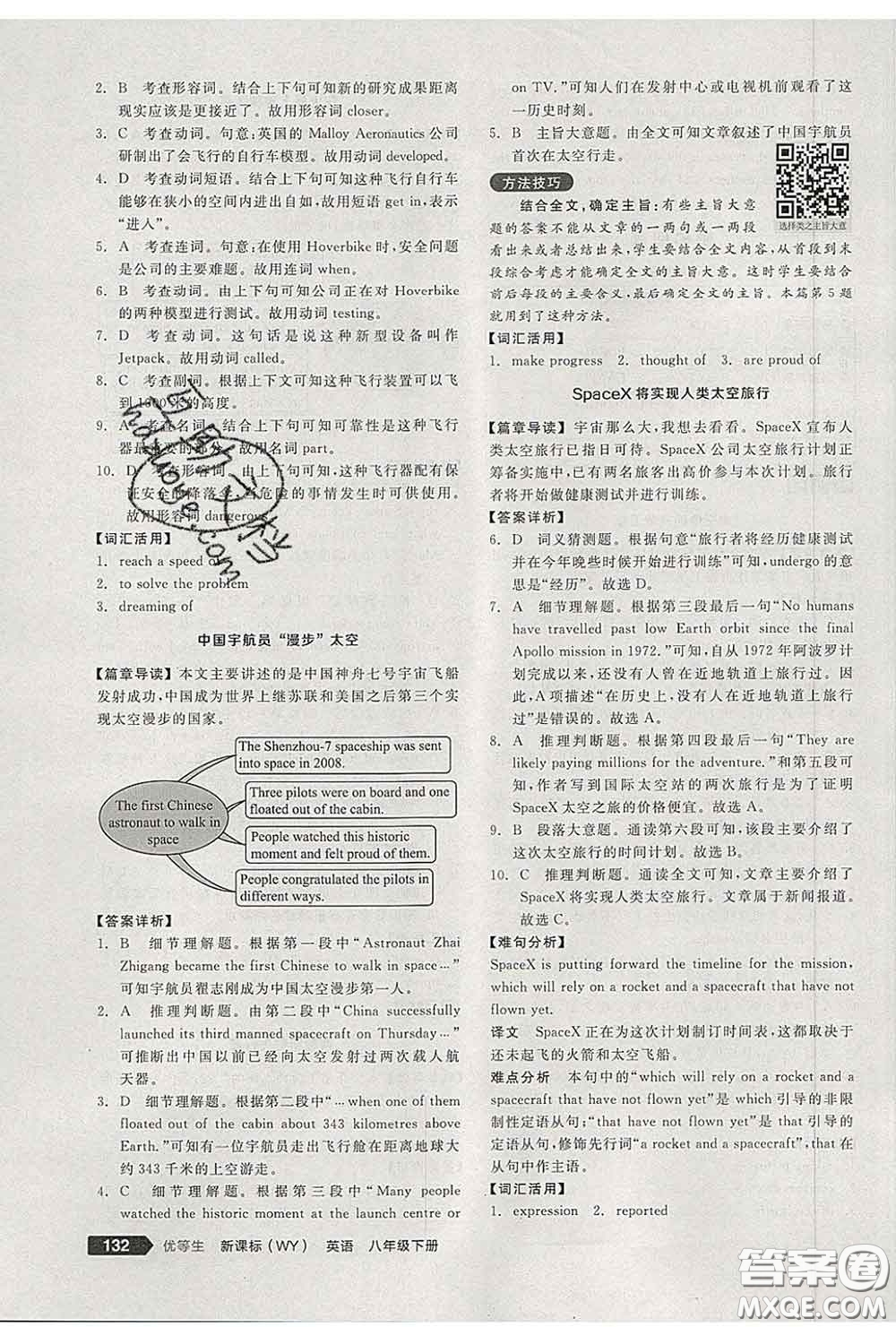 陽光出版社2020春全品優(yōu)等生八年級英語下冊外研版答案