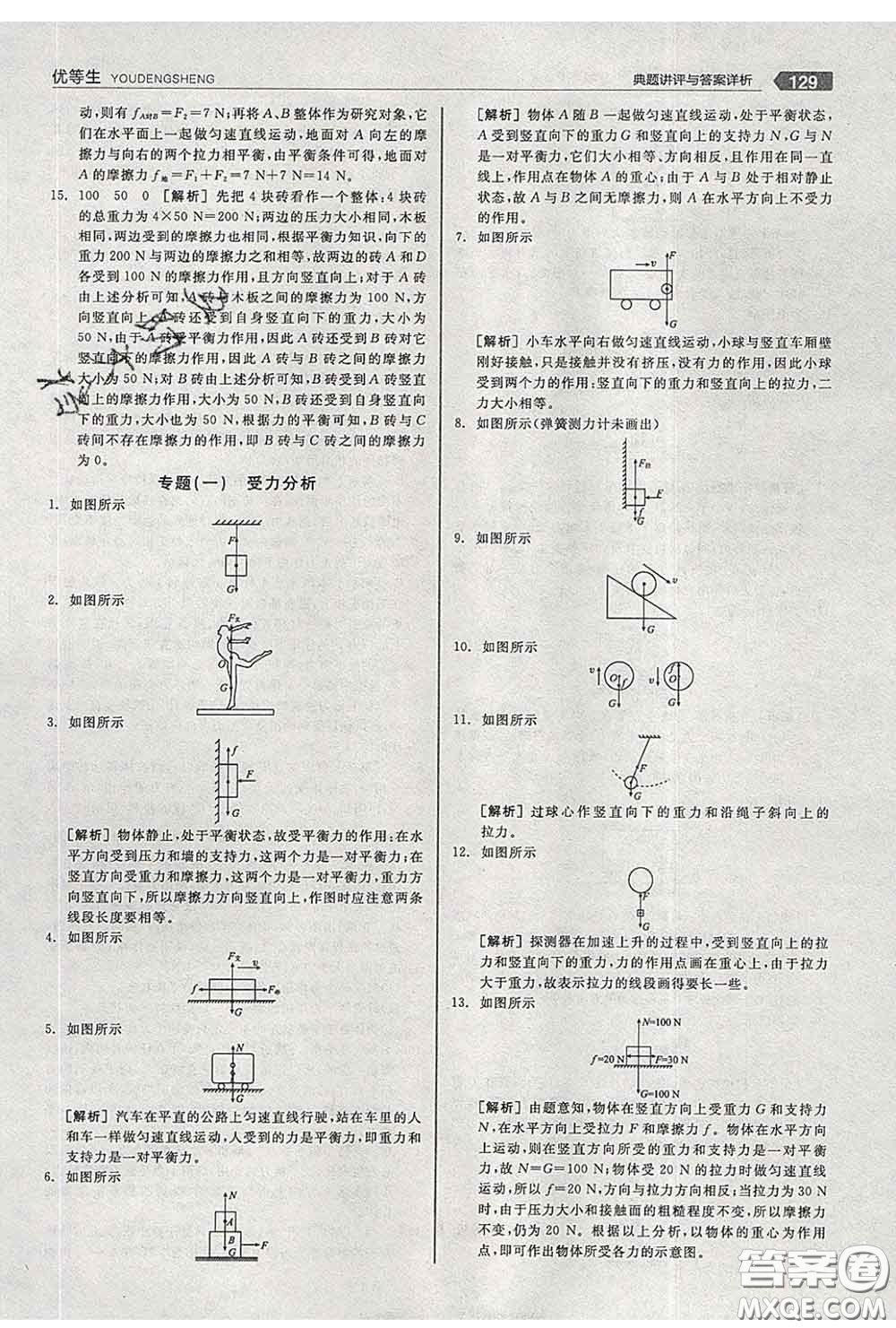 陽光出版社2020春全品優(yōu)等生八年級物理下冊人教版答案