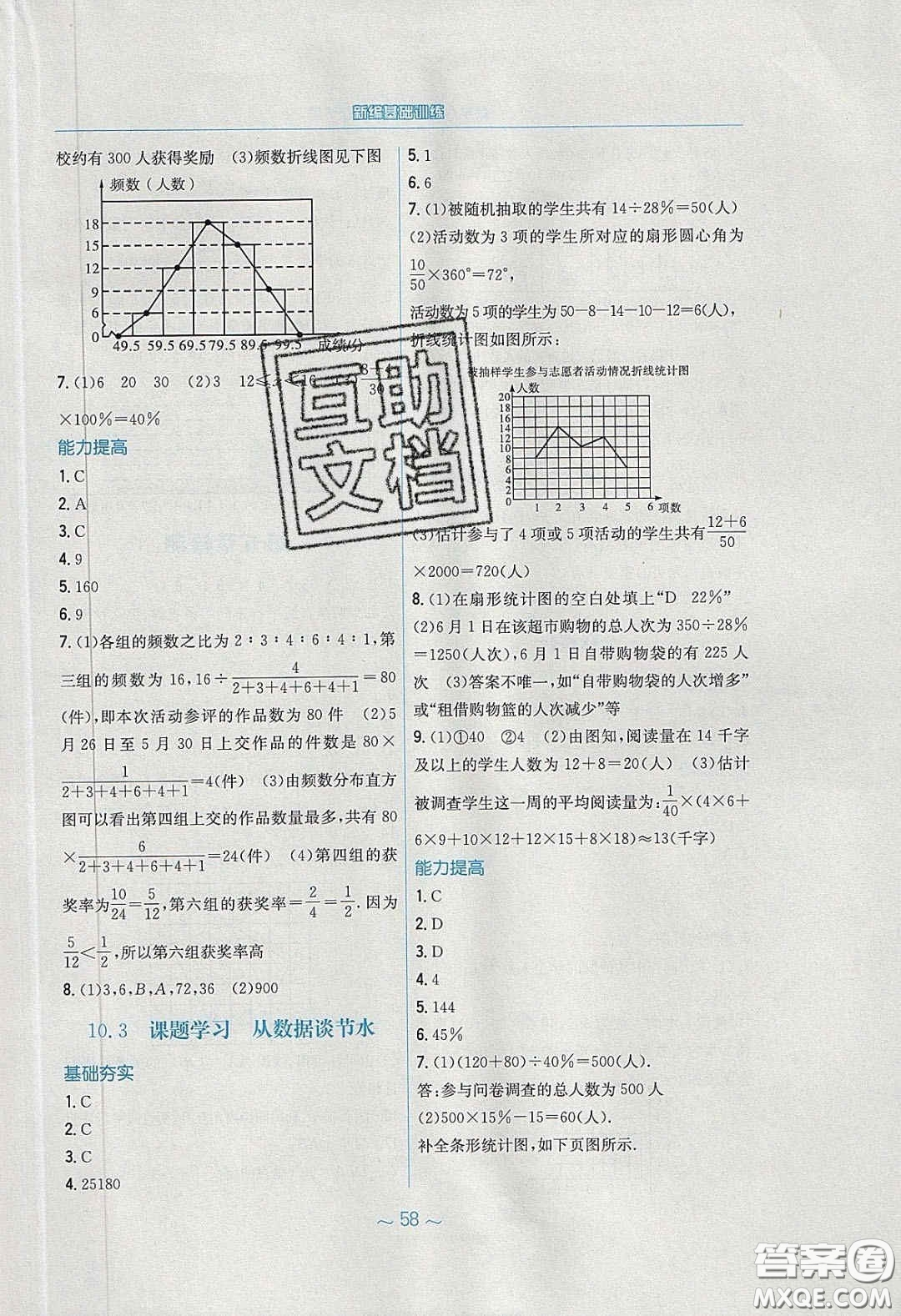 安徽教育出版社2020年新編基礎(chǔ)訓(xùn)練七年級(jí)數(shù)學(xué)下冊(cè)人教版答案