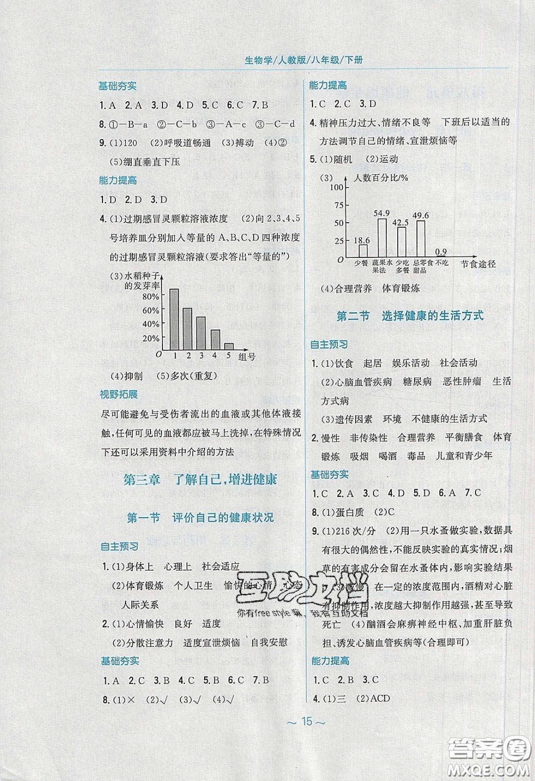 安徽教育出版社2020年新編基礎(chǔ)訓(xùn)練八年級(jí)生物學(xué)下冊(cè)人教版答案