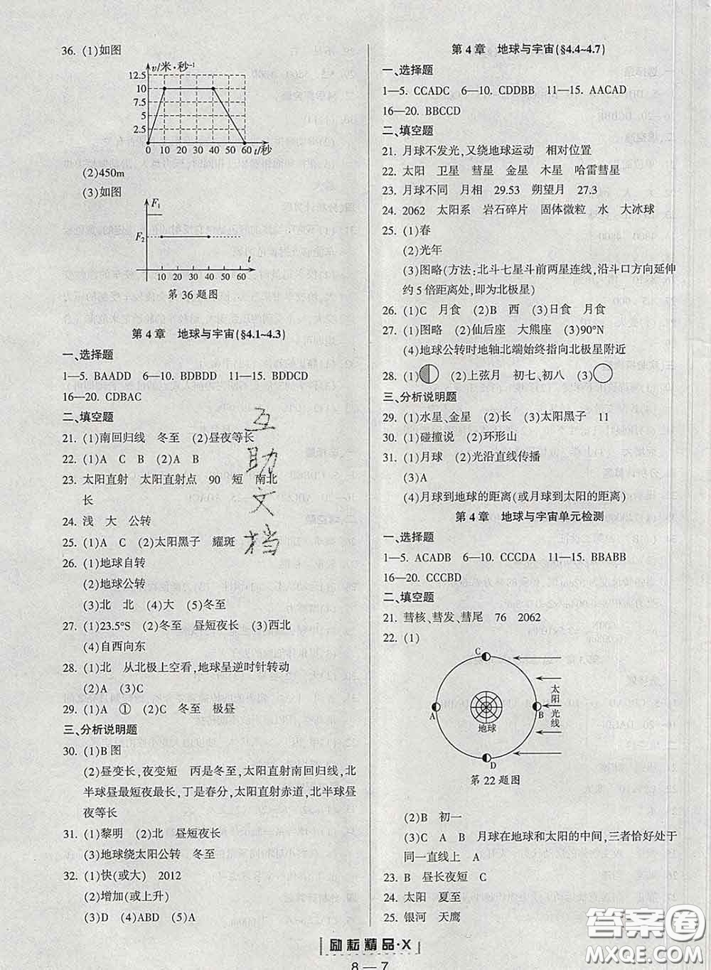 勵(lì)耘書業(yè)2020春勵(lì)耘活頁七年級(jí)科學(xué)下冊(cè)浙教版答案