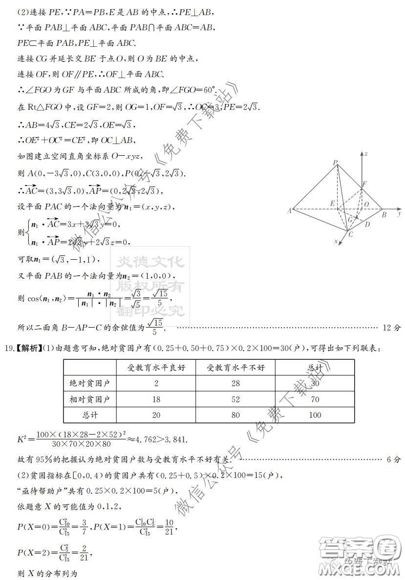 炎德英才大聯(lián)考雅禮中學2020屆高三月考試卷七理科數(shù)學試題及答案