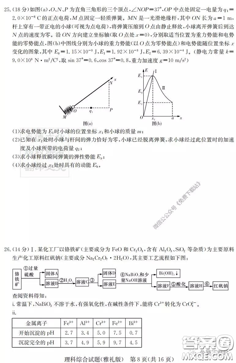 炎德英才大聯(lián)考雅禮中學2020屆高三月考試卷七理科綜合試題及答案