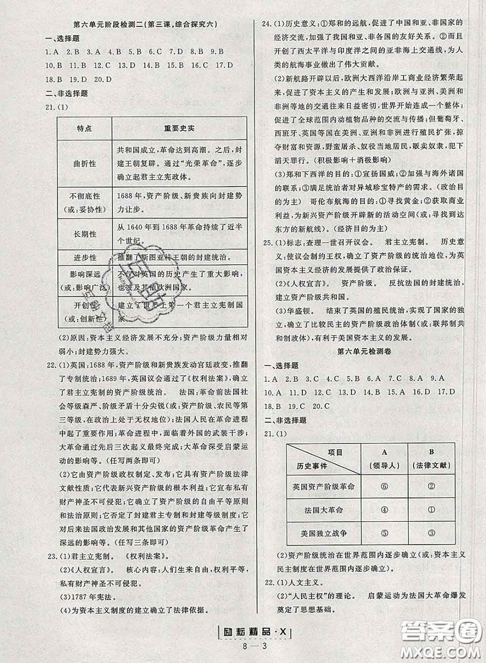 勵耘書業(yè)2020春勵耘活頁八年級歷史與社會下冊人教版答案