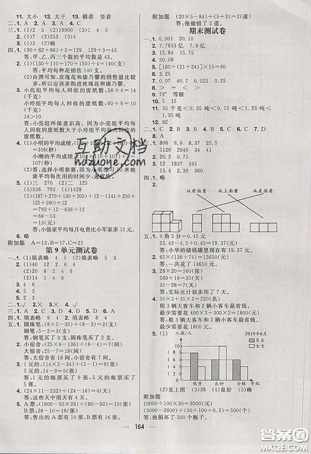 2020春快樂(lè)小博士鞏固與提高四年級(jí)數(shù)學(xué)下冊(cè)人教版答案