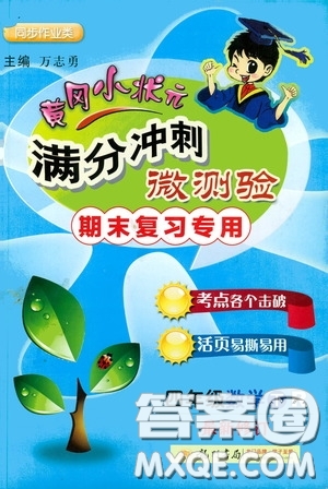 2020年黃岡小狀元滿分沖刺為測驗期末復習專用四年級下冊數(shù)學R人教版參考答案