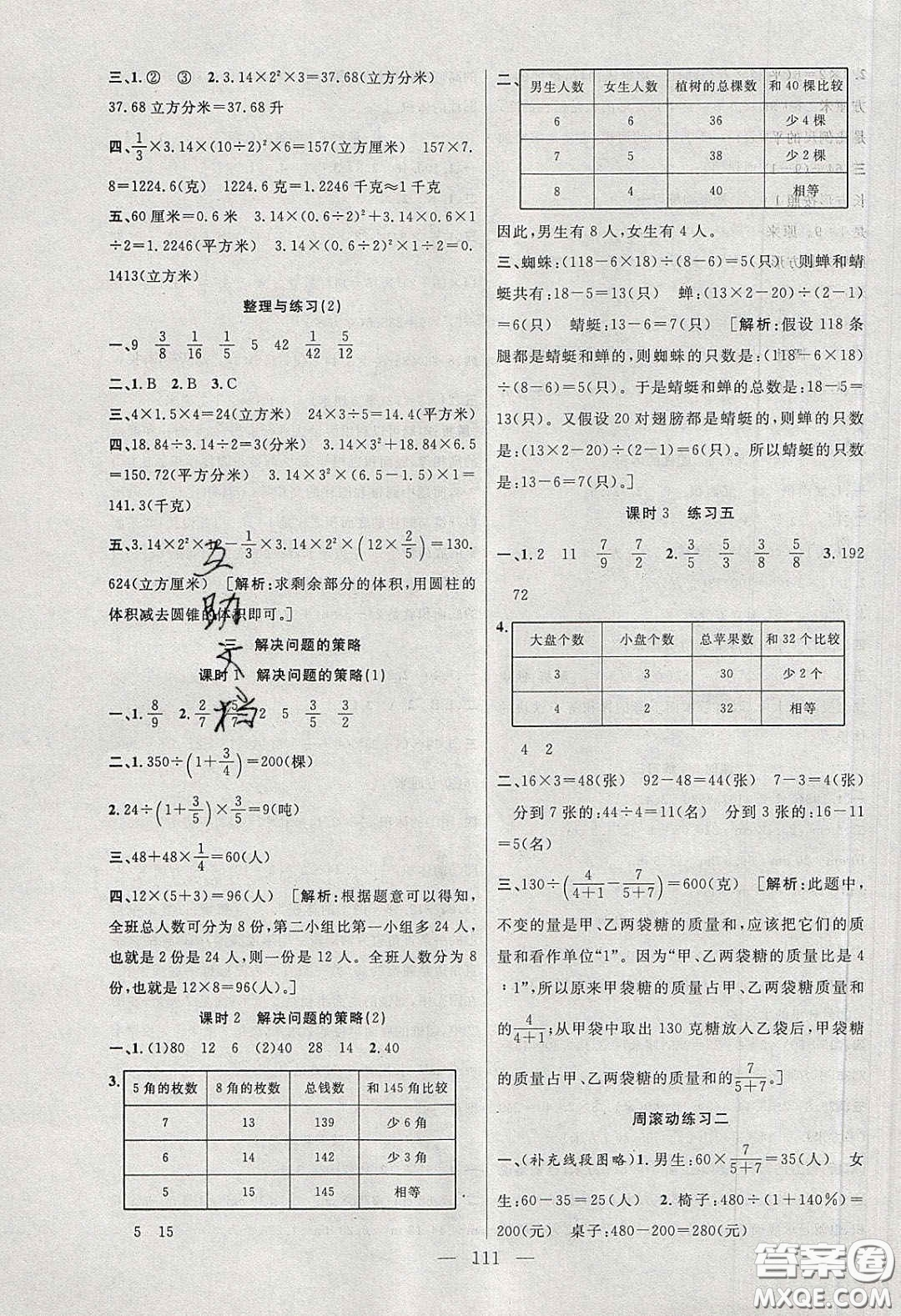 陽(yáng)光出版社2020春快樂(lè)練習(xí)作業(yè)本六年級(jí)數(shù)學(xué)下冊(cè)蘇教版答案