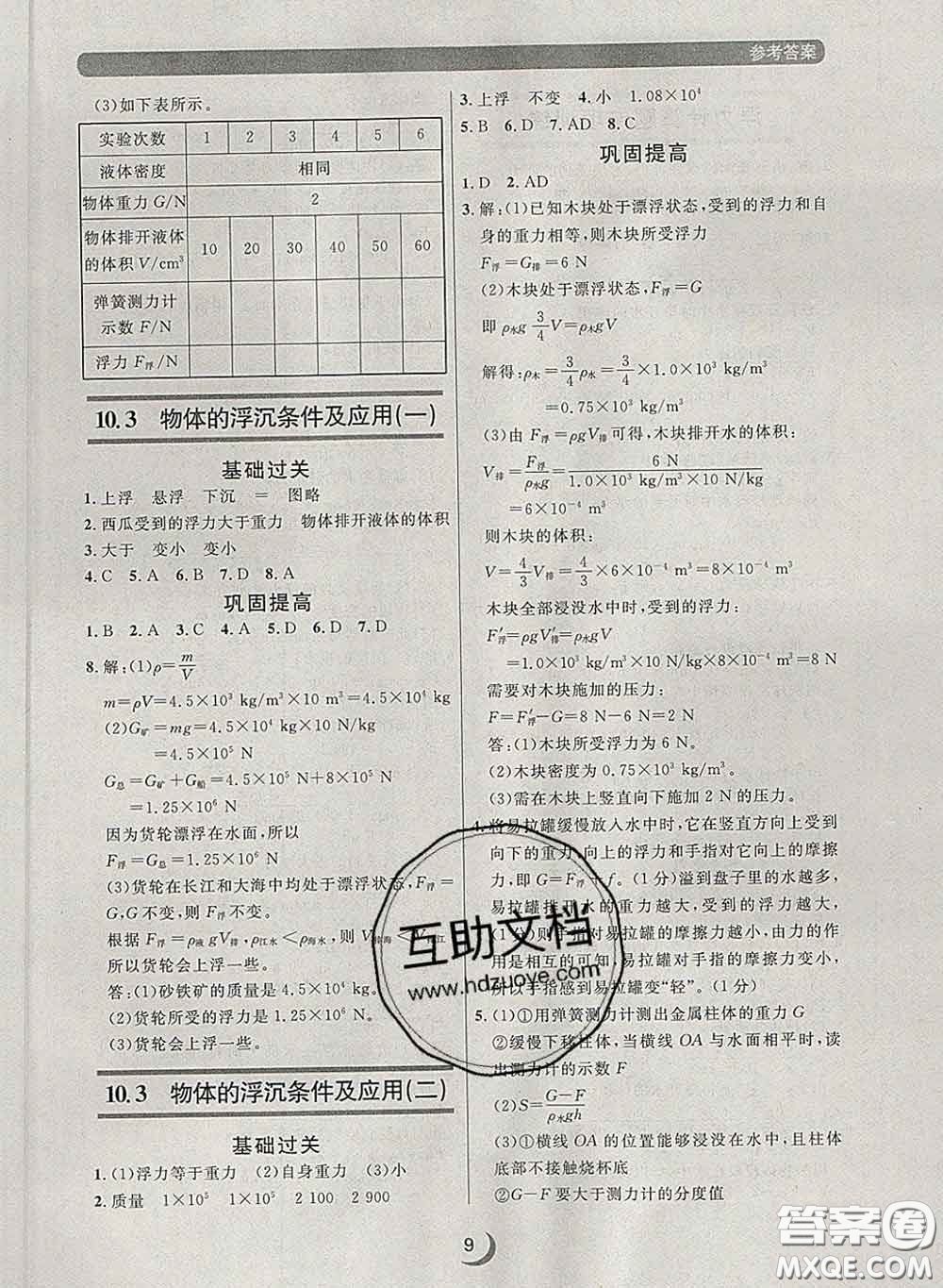 2020新版點石成金金牌每課通八年級物理下冊人教版答案