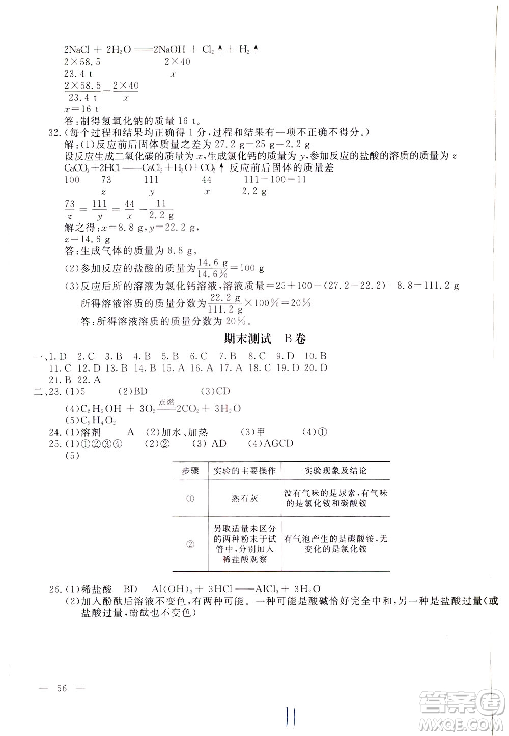 2020年新課堂AB卷單元測化學(xué)九年級下冊人民教育版參考答案